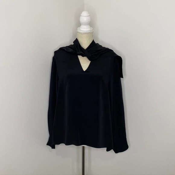Calvin Klein 205W39NYC Satin Drape-Front Silk Cady top MADE IN ITALY - Picture 2 of 14